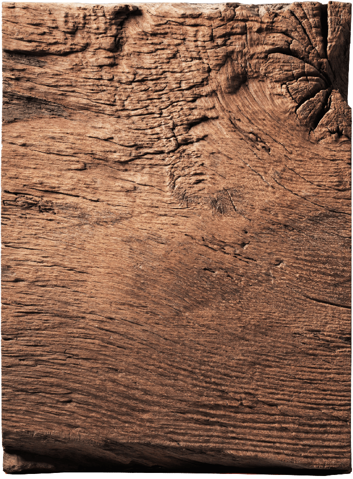 Zdjęcie powierzchni wiekowego bala. Widoczna wyraźna rzeźba starej drewnianej powierzchni.